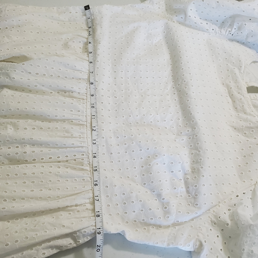 A New Day White Eyelet Puff Sleeve Midi Dress Cotton Ruffles Tiered Size XXL - Picture 10 of 15